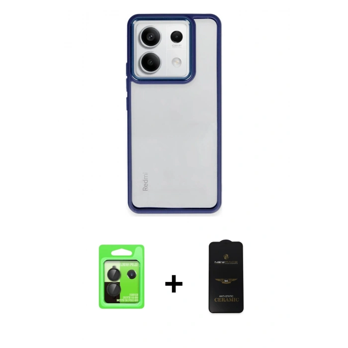 MARSİLYAN™- Redmi Note 13 Pro 5G Kılıf Nova Işık Serisi - Siyah 6D Antistatik Mat Seramik Hayalet Nano Ekran Koruyucu + Raze Metal Kamera Lens - SH