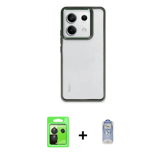 MARSİLYAN™- Redmi Note 13 Pro 5G Kılıf Nova Işık Serisi - Siyah Joko Magic 5D Cam + Raze Metal Kamera Lens - SH