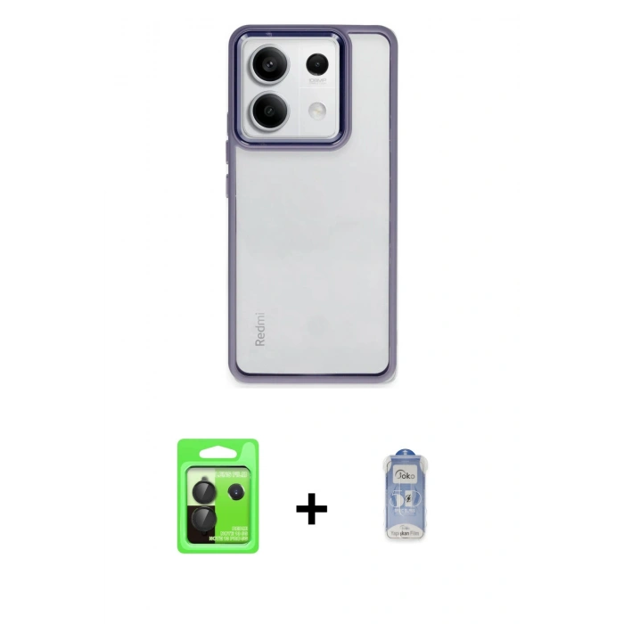 MARSİLYAN™- Redmi Note 13 Pro 5G Kılıf Nova Işık Serisi - Siyah Joko Magic 5D Cam + Raze Metal Kamera Lens - SH