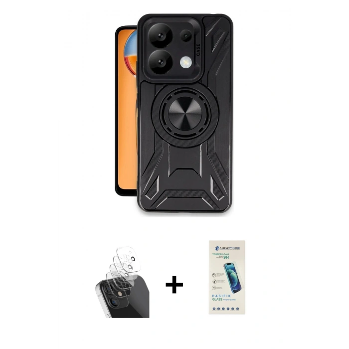 MARSİLYAN™- Redmi Note 13 Pro 5G Kılıf Nova Yansıma Prime - Şeffaf Pasifik Cam Ekran Koruyucu + Kamera Lens Koruma Cam - SF
