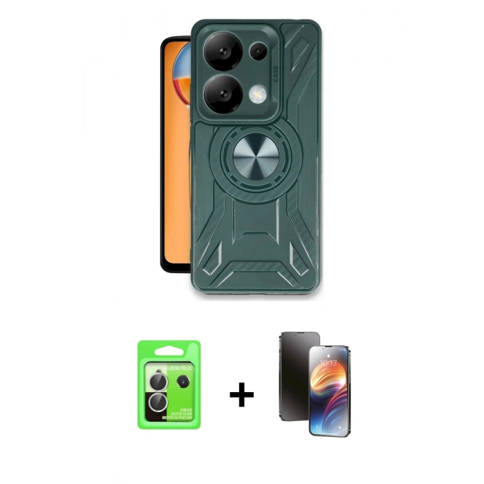 MARSİLYAN™- Redmi Note 13 Pro 5G Kılıf Nova Yansıma Prime - Siyah 3D Antistatik Mat Seramik Nano Ekran Koruyucu + Raze Metal Kamera Lens - GS