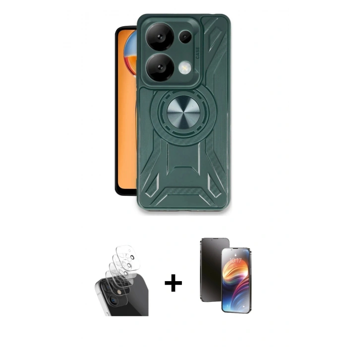 MARSİLYAN™- Redmi Note 13 Pro 5G Kılıf Nova Yansıma Prime - Siyah 3D Antistatik Mat Seramik Nano Ekran Koruyucu + Kamera Lens Koruma Cam - SF