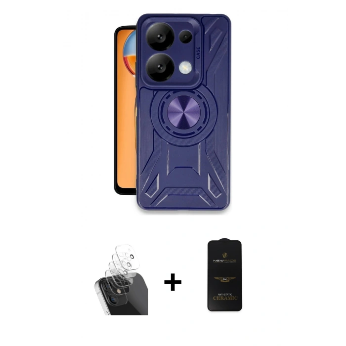 MARSİLYAN™- Redmi Note 13 Pro 5G Kılıf Nova Yansıma Prime - Siyah 6D Antistatik Mat Seramik Hayalet Nano Ekran Koruyucu + Kamera Lens Koruma Cam - SF