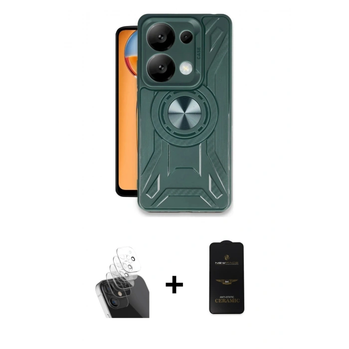 MARSİLYAN™- Redmi Note 13 Pro 5G Kılıf Nova Yansıma Prime - Siyah 6D Antistatik Mat Seramik Hayalet Nano Ekran Koruyucu + Kamera Lens Koruma Cam - SF
