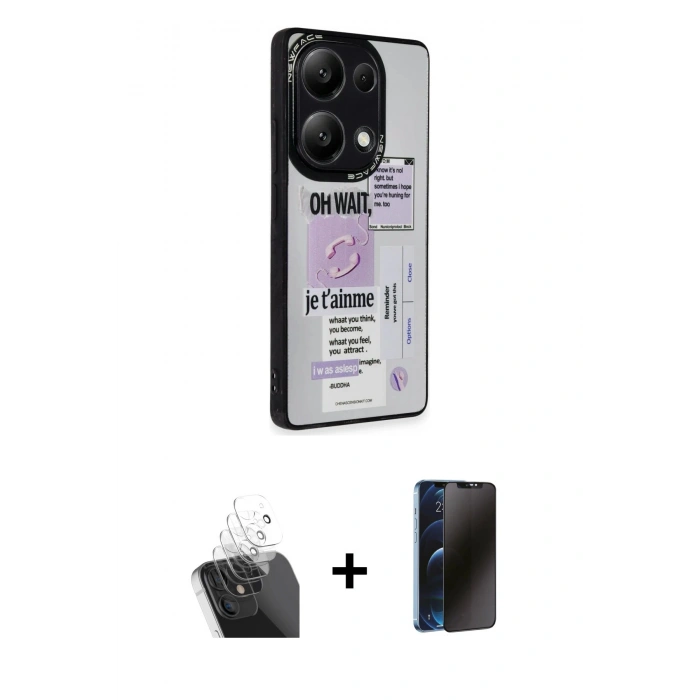 MARSİLYAN™- Redmi Note 13 Pro 5G Kılıf Odak Klasik Serisi - Siyah 3D Antistatik Hayalet Cam Ekran Koruyucu + Kamera Lens Koruma Cam - SF