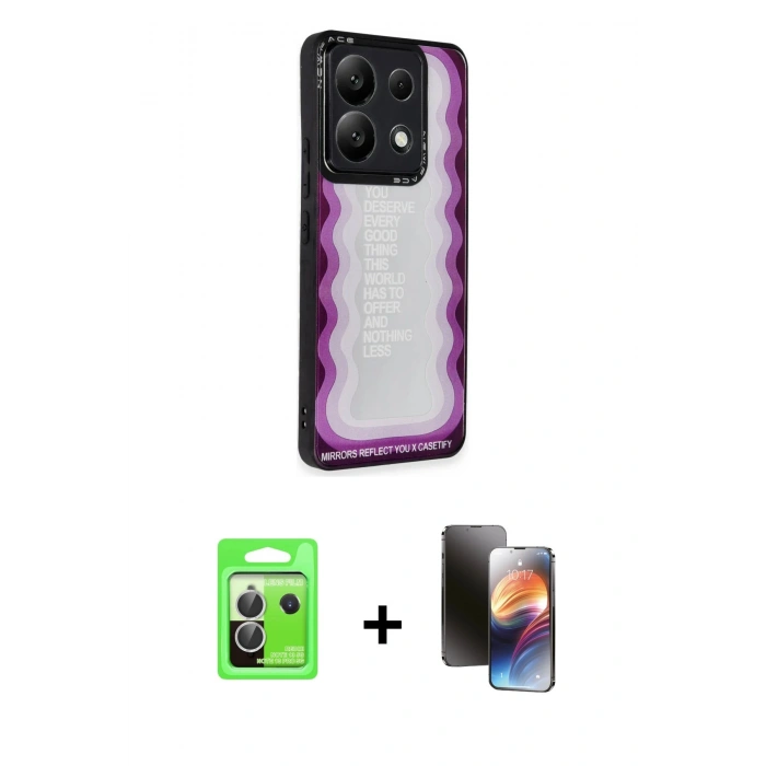 MARSİLYAN™- Redmi Note 13 Pro 5G Kılıf Odak Klasik Serisi - Siyah 3D Antistatik Mat Seramik Nano Ekran Koruyucu + Raze Metal Kamera Lens - GS