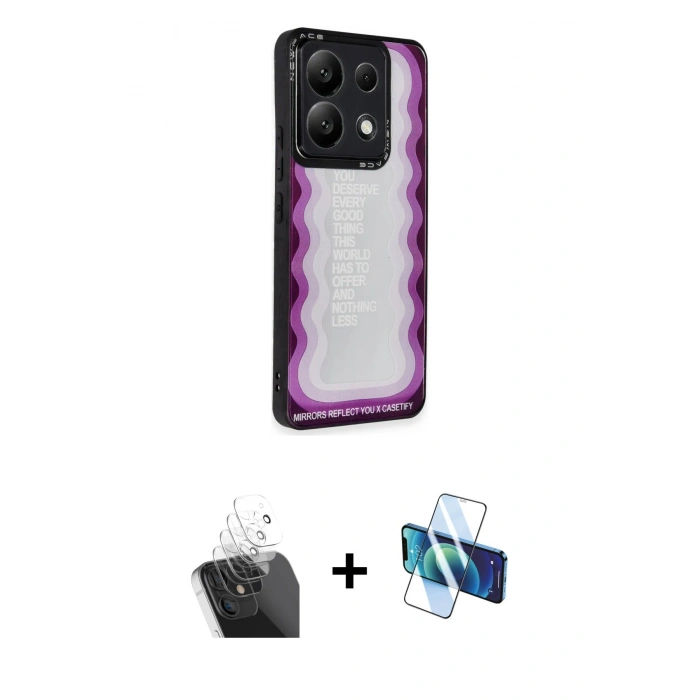 MARSİLYAN™- Redmi Note 13 Pro 5G Kılıf Odak Klasik Serisi - Siyah 3D Antistatik Seramik Nano Ekran Koruyucu + Kamera Lens Koruma Cam - SF