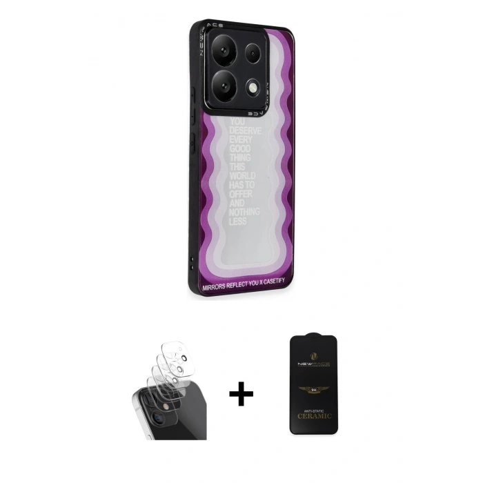 MARSİLYAN™- Redmi Note 13 Pro 5G Kılıf Odak Klasik Serisi - Siyah 6D Antistatik Mat Seramik Hayalet Nano Ekran Koruyucu + Kamera Lens Koruma Cam - SF