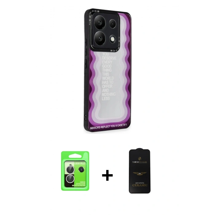 MARSİLYAN™- Redmi Note 13 Pro 5G Kılıf Odak Klasik Serisi - Siyah 6D Antistatik Mat Seramik Hayalet Nano Ekran Koruyucu + Raze Metal Kamera Lens - GS