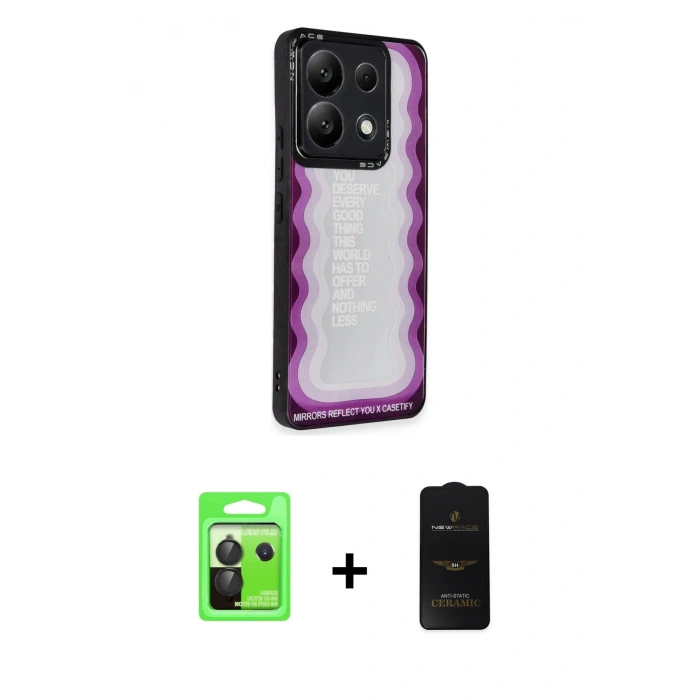 MARSİLYAN™- Redmi Note 13 Pro 5G Kılıf Odak Klasik Serisi - Siyah 6D Antistatik Mat Seramik Hayalet Nano Ekran Koruyucu + Raze Metal Kamera Lens - SH