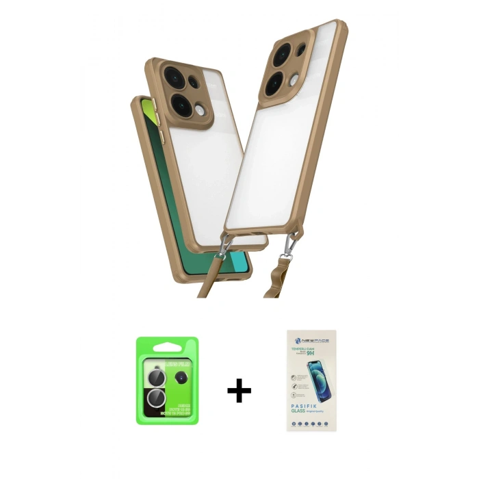 MARSİLYAN™- Redmi Note 13 Pro 5G Kılıf Ufuk Klasik - Şeffaf Pasifik Cam Ekran Koruyucu + Raze Metal Kamera Lens - GS