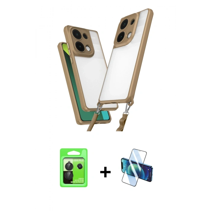 MARSİLYAN™- Redmi Note 13 Pro 5G Kılıf Ufuk Klasik - Siyah 3D Antistatik Cam Ekran Koruyucu + Raze Metal Kamera Lens - SH