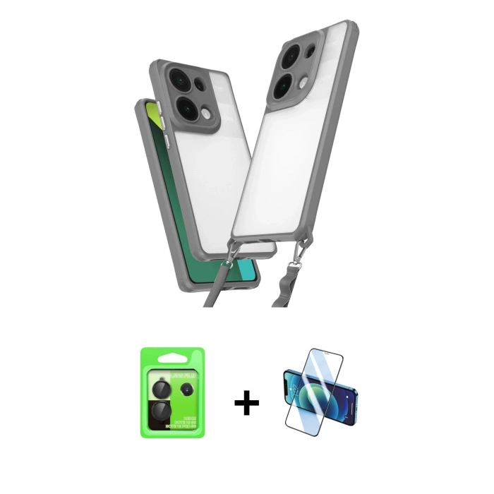 MARSİLYAN™- Redmi Note 13 Pro 5G Kılıf Ufuk Klasik - Siyah 3D Antistatik Cam Ekran Koruyucu + Raze Metal Kamera Lens - SH