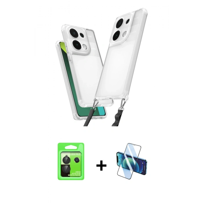 MARSİLYAN™- Redmi Note 13 Pro 5G Kılıf Ufuk Klasik - Siyah 3D Antistatik Cam Ekran Koruyucu + Raze Metal Kamera Lens - SH