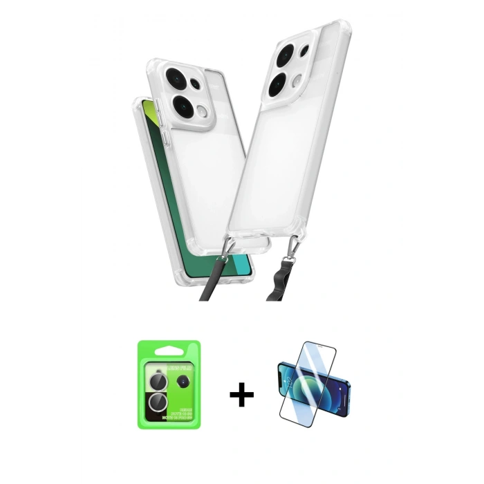 MARSİLYAN™- Redmi Note 13 Pro 5G Kılıf Ufuk Klasik - Siyah 3D Antistatik Seramik Nano Ekran Koruyucu + Raze Metal Kamera Lens - GS