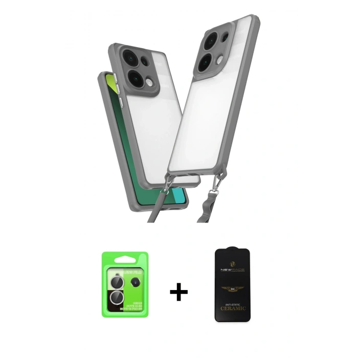 MARSİLYAN™- Redmi Note 13 Pro 5G Kılıf Ufuk Klasik - Siyah 6D Antistatik Mat Seramik Hayalet Nano Ekran Koruyucu + Raze Metal Kamera Lens - GS