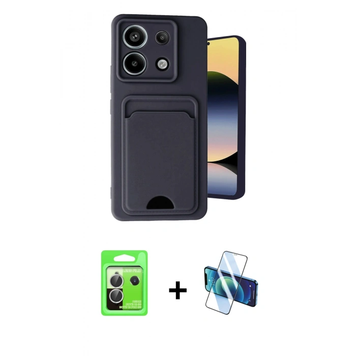 MARSİLYAN™- Redmi Note 13 Pro 5G Kılıf Vadi Çizgi Prime - Siyah 3D Antistatik Cam Ekran Koruyucu + Raze Metal Kamera Lens - GS