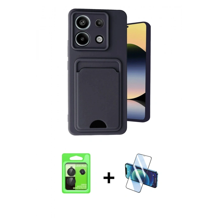 MARSİLYAN™- Redmi Note 13 Pro 5G Kılıf Vadi Çizgi Prime - Siyah 3D Antistatik Cam Ekran Koruyucu + Raze Metal Kamera Lens - SH