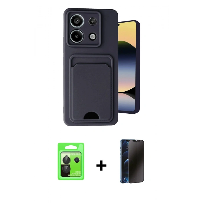 MARSİLYAN™- Redmi Note 13 Pro 5G Kılıf Vadi Çizgi Prime - Siyah 3D Antistatik Hayalet Cam Ekran Koruyucu + Raze Metal Kamera Lens - SH