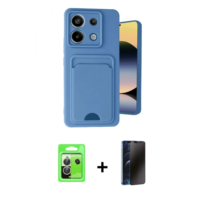 MARSİLYAN™- Redmi Note 13 Pro 5G Kılıf Vadi Çizgi Prime - Siyah 3D Antistatik Hayalet Cam Ekran Koruyucu + Raze Metal Kamera Lens - GS
