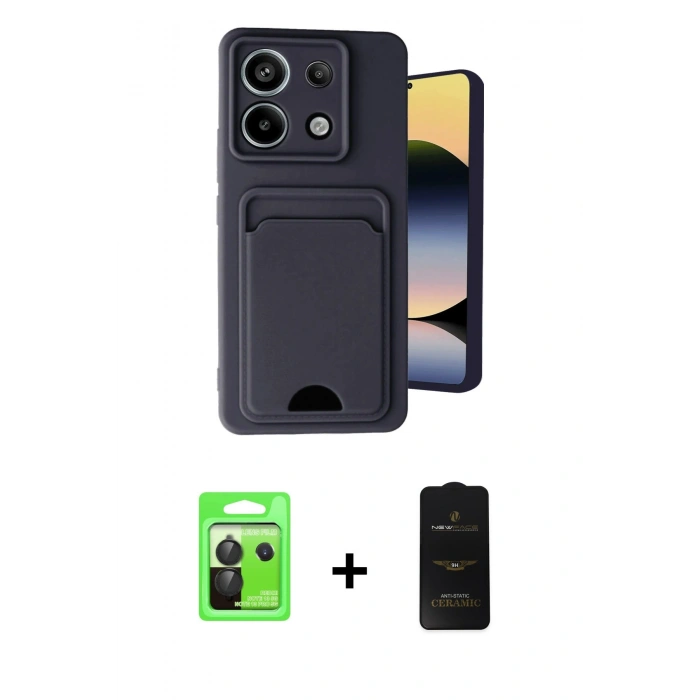 MARSİLYAN™- Redmi Note 13 Pro 5G Kılıf Vadi Çizgi Prime - Siyah 6D Antistatik Mat Seramik Hayalet Nano Ekran Koruyucu + Siyah Raze Metal Kamera Lens
