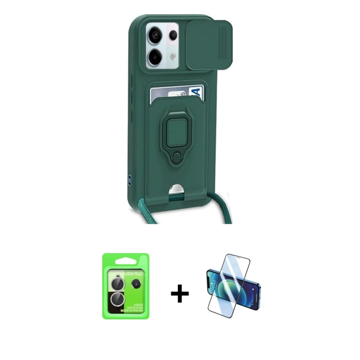 MARSİLYAN™- Redmi Note 13 Pro 5G Kılıf Vadi Form Prime - Siyah 3D Antistatik Cam Ekran Koruyucu + Raze Metal Kamera Lens - GS
