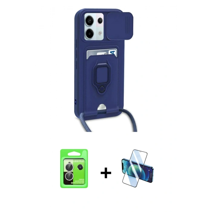 MARSİLYAN™- Redmi Note 13 Pro 5G Kılıf Vadi Form Prime - Siyah 3D Antistatik Cam Ekran Koruyucu + Raze Metal Kamera Lens - GS
