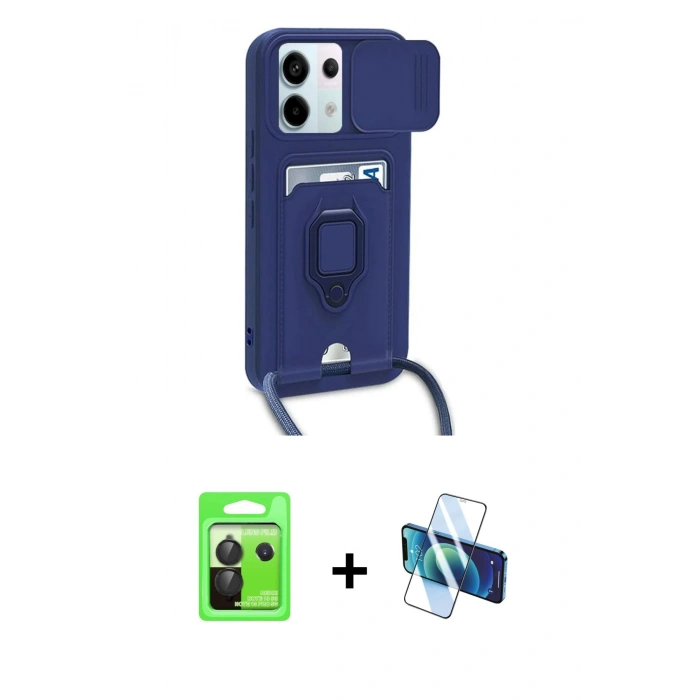 MARSİLYAN™- Redmi Note 13 Pro 5G Kılıf Vadi Form Prime - Siyah 3D Antistatik Cam Ekran Koruyucu + Raze Metal Kamera Lens - SH