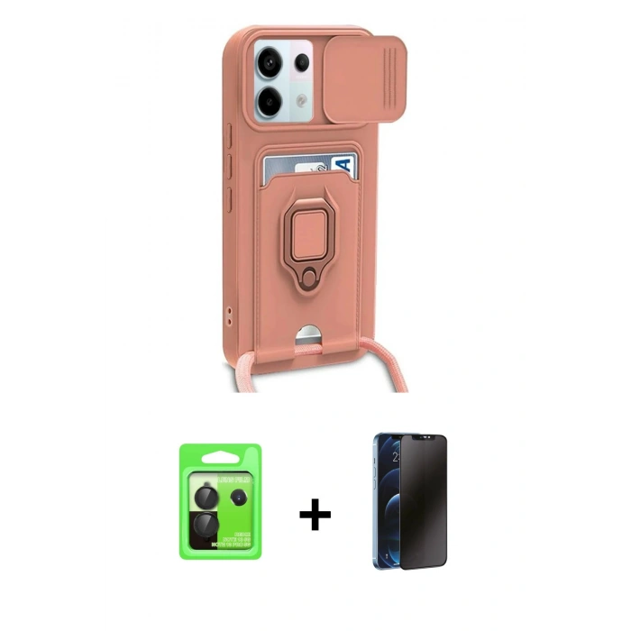 MARSİLYAN™- Redmi Note 13 Pro 5G Kılıf Vadi Form Prime - Siyah 3D Antistatik Hayalet Cam Ekran Koruyucu + Siyah Raze Metal Kamera Lens