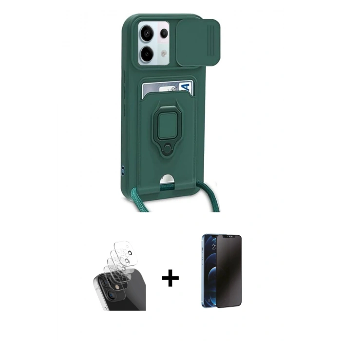 MARSİLYAN™- Redmi Note 13 Pro 5G Kılıf Vadi Form Prime - Siyah 3D Antistatik Hayalet Cam Ekran Koruyucu + Kamera Lens Koruma Cam - SF