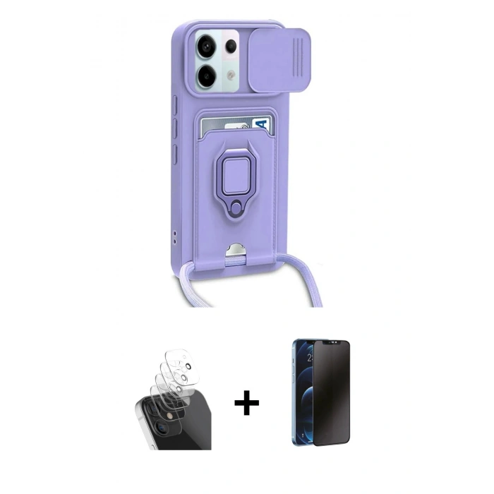 MARSİLYAN™- Redmi Note 13 Pro 5G Kılıf Vadi Form Prime - Siyah 3D Antistatik Hayalet Cam Ekran Koruyucu + Kamera Lens Koruma Cam - SF