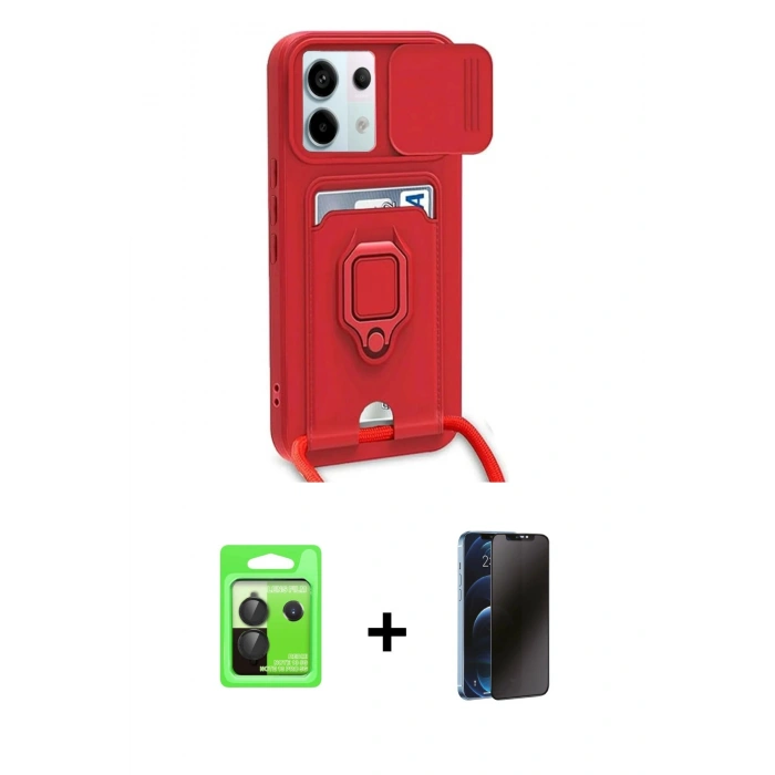 MARSİLYAN™- Redmi Note 13 Pro 5G Kılıf Vadi Form Prime - Siyah 3D Antistatik Hayalet Cam Ekran Koruyucu + Siyah Raze Metal Kamera Lens