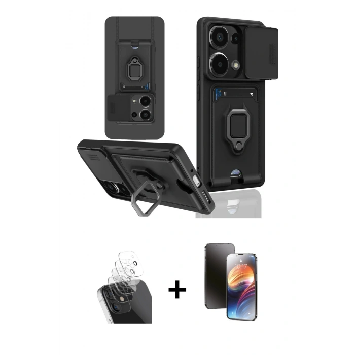 MARSİLYAN™- Redmi Note 13 Pro 5G Kılıf Vadi Form Prime - Siyah 3D Antistatik Mat Seramik Nano Ekran Koruyucu + Kamera Lens Koruma Cam - SF