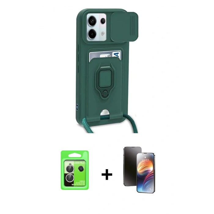 MARSİLYAN™- Redmi Note 13 Pro 5G Kılıf Vadi Form Prime - Siyah 3D Antistatik Mat Seramik Nano Ekran Koruyucu + Raze Metal Kamera Lens - GS
