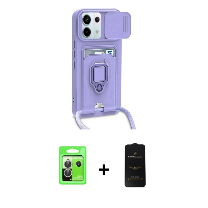 MARSİLYAN™- Redmi Note 13 Pro 5G Kılıf Vadi Form Prime - Siyah 6D Antistatik Mat Seramik Hayalet Nano Ekran Koruyucu + Raze Metal Kamera Lens - GS