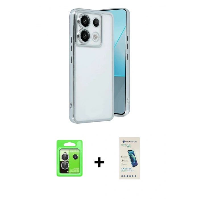 MARSİLYAN™- Redmi Note 13 Pro 5G Kılıf Vadi Minimal - Şeffaf Pasifik Cam Ekran Koruyucu + Raze Metal Kamera Lens - GS