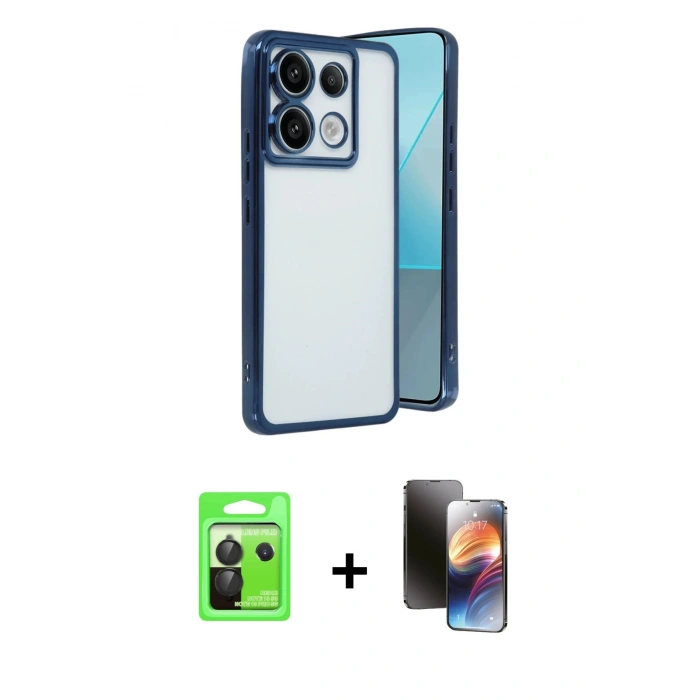 MARSİLYAN™- Redmi Note 13 Pro 5G Kılıf Vadi Minimal - Siyah 3D Antistatik Mat Seramik Nano Ekran Koruyucu + Raze Metal Kamera Lens - SH
