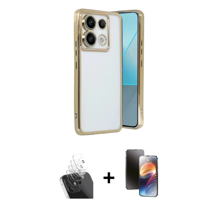 MARSİLYAN™- Redmi Note 13 Pro 5G Kılıf Vadi Minimal - Siyah 3D Antistatik Mat Seramik Nano Ekran Koruyucu + Şeffaf Kamera Lens Koruma Cam