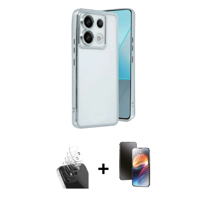 MARSİLYAN™- Redmi Note 13 Pro 5G Kılıf Vadi Minimal - Siyah 3D Antistatik Mat Seramik Nano Ekran Koruyucu + Şeffaf Kamera Lens Koruma Cam
