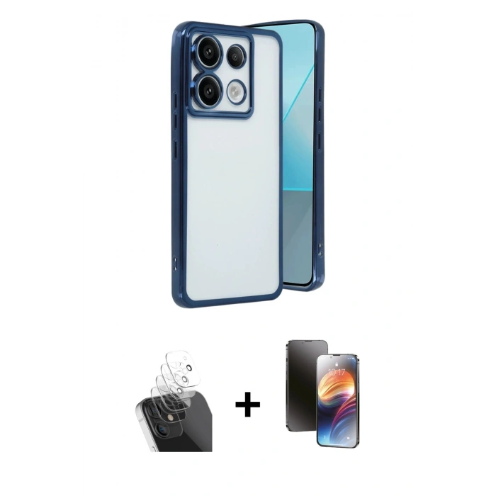 MARSİLYAN™- Redmi Note 13 Pro 5G Kılıf Vadi Minimal - Siyah 3D Antistatik Mat Seramik Nano Ekran Koruyucu + Kamera Lens Koruma Cam - SF