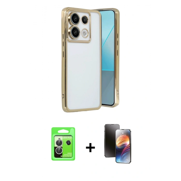 MARSİLYAN™- Redmi Note 13 Pro 5G Kılıf Vadi Minimal - Siyah 3D Antistatik Mat Seramik Nano Ekran Koruyucu + Raze Metal Kamera Lens - GS