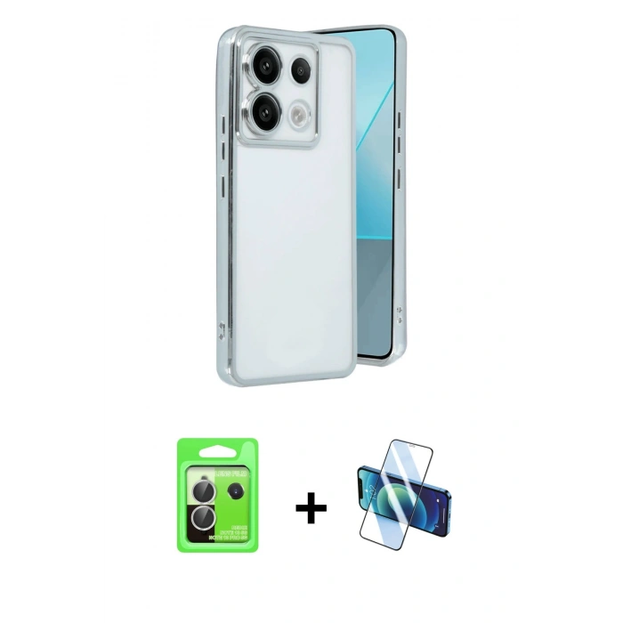 MARSİLYAN™- Redmi Note 13 Pro 5G Kılıf Vadi Minimal - Siyah 3D Antistatik Seramik Nano Ekran Koruyucu + Raze Metal Kamera Lens - GS