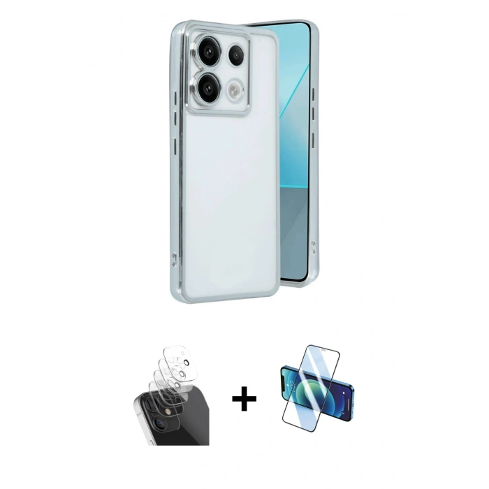 MARSİLYAN™- Redmi Note 13 Pro 5G Kılıf Vadi Minimal - Siyah 3D Antistatik Seramik Nano Ekran Koruyucu + Şeffaf Kamera Lens Koruma Cam