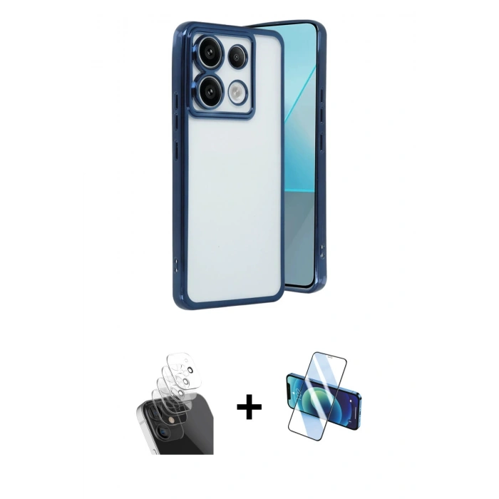 MARSİLYAN™- Redmi Note 13 Pro 5G Kılıf Vadi Minimal - Siyah 3D Antistatik Seramik Nano Ekran Koruyucu + Şeffaf Kamera Lens Koruma Cam