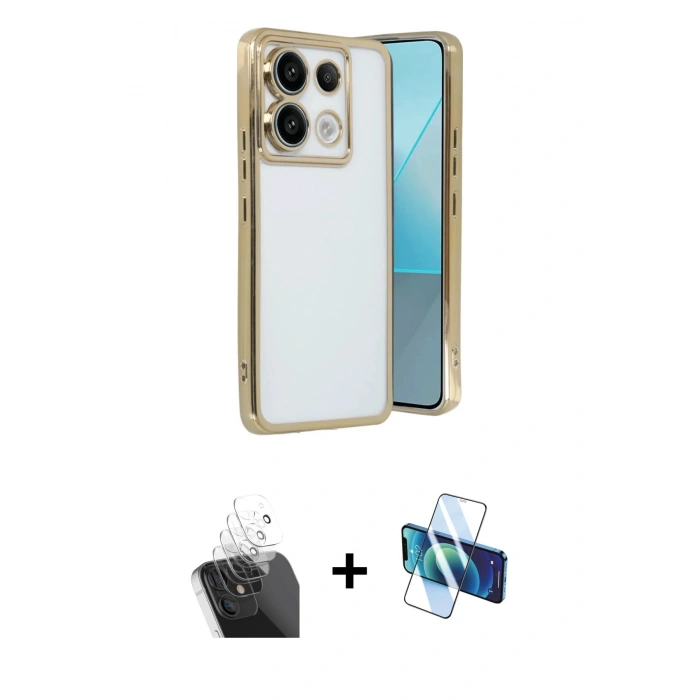 MARSİLYAN™- Redmi Note 13 Pro 5G Kılıf Vadi Minimal - Siyah 3D Antistatik Seramik Nano Ekran Koruyucu + Şeffaf Kamera Lens Koruma Cam