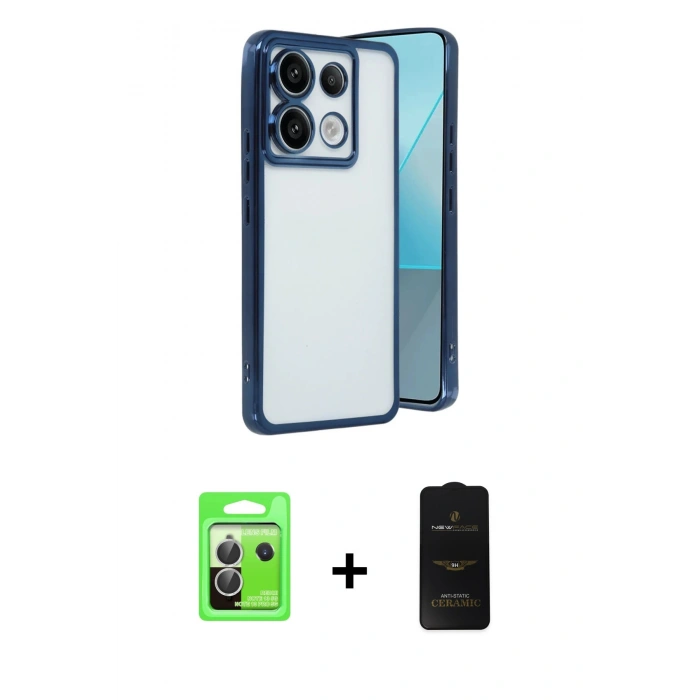 MARSİLYAN™- Redmi Note 13 Pro 5G Kılıf Vadi Minimal - Siyah 6D Antistatik Mat Seramik Hayalet Nano Ekran Koruyucu + Raze Metal Kamera Lens - GS
