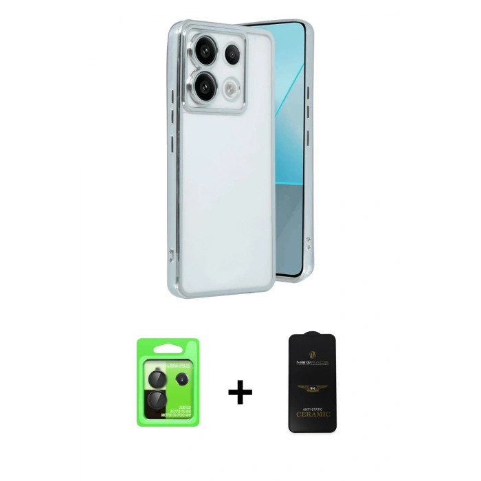 MARSİLYAN™- Redmi Note 13 Pro 5G Kılıf Vadi Minimal - Siyah 6D Antistatik Mat Seramik Hayalet Nano Ekran Koruyucu + Raze Metal Kamera Lens - SH