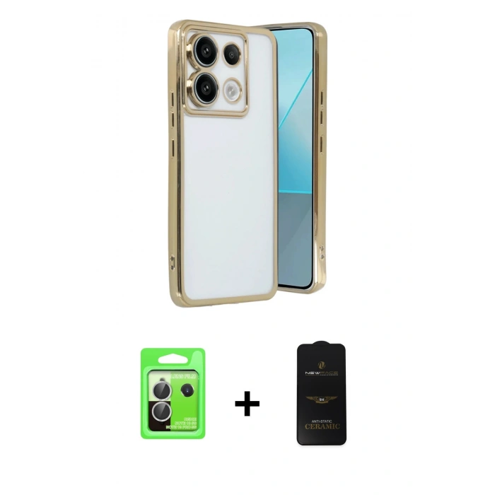 MARSİLYAN™- Redmi Note 13 Pro 5G Kılıf Vadi Minimal - Siyah 6D Antistatik Mat Seramik Hayalet Nano Ekran Koruyucu + Raze Metal Kamera Lens - GS