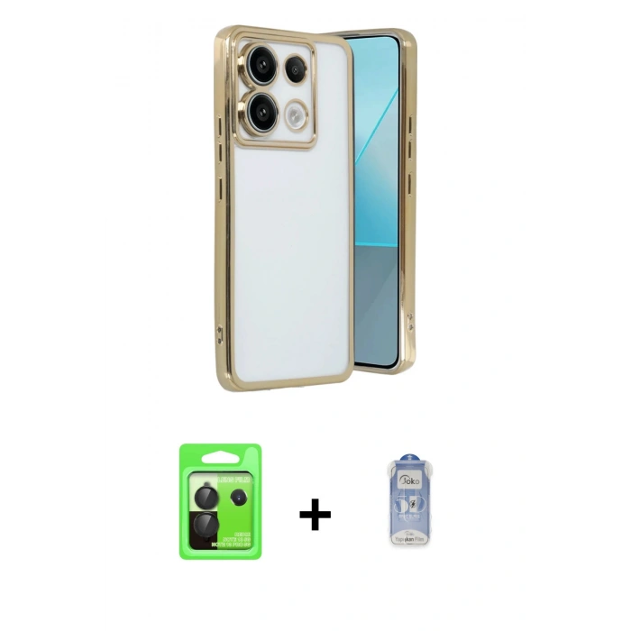 MARSİLYAN™- Redmi Note 13 Pro 5G Kılıf Vadi Minimal - Siyah Joko Magic 5D Cam + Raze Metal Kamera Lens - SH