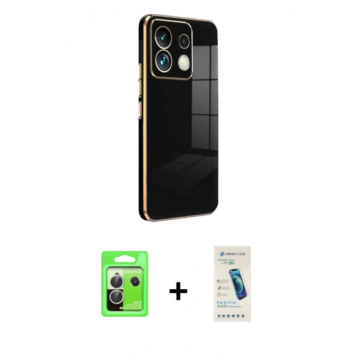 MARSİLYAN™- Redmi Note 13 Pro 5G Kılıf Yankı Serisi - Şeffaf Pasifik Cam Ekran Koruyucu + Raze Metal Kamera Lens - GS